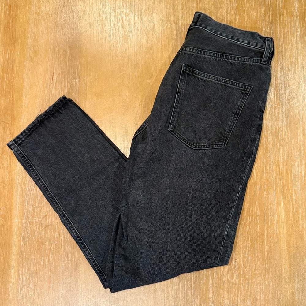 AGOLDE Fen High Rise Relaxed Taper Ankle Black Denim Jeans‎ Sz 28